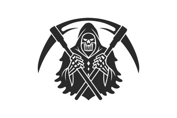 grim reaper icon and logo silhouette vector illustration