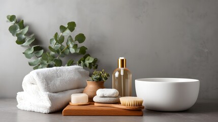 Minimalist White Towel and Bowl on Table