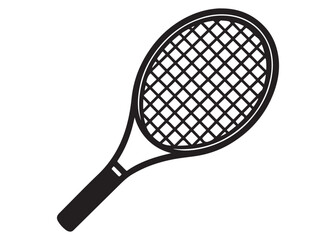 Tennis Racket Vector Icon Black Classic Sports Illustration Isolated.