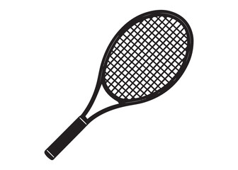 Tennis Racket Vector Icon Black Classic Sports Illustration Isolated.