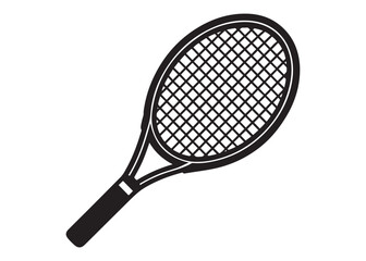 Tennis Racket Vector Icon Black Classic Sports Illustration Isolated.