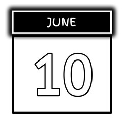 black color calendar frame June month date 10