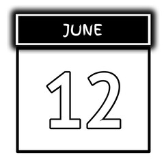 Fototapeta premium black color calendar frame June month date 12
