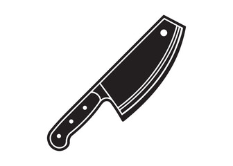 Butcher Knife Silhouette Vector Logo Design Kitchen Knife Icon Illustration.