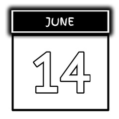 black color calendar frame June month date 14