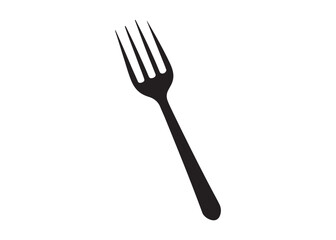 Single Fork Silhouette Isolated on White Background Fork Icon Vector Illustration Design.