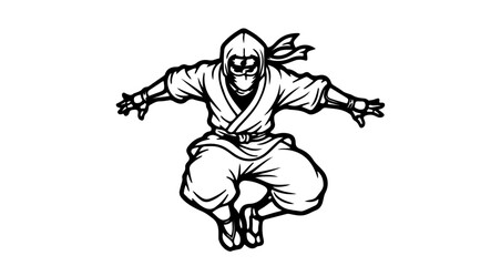 Ninja warrior silhouette vector illustration for martial arts and stealth assassin design projects and arts