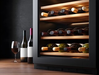 Elegant Wine Cooler Display at Night