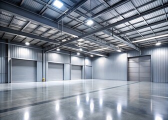 Obraz premium Industrial space with grey metal wall and floor