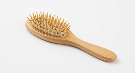 木製のヘアブラシ 優しい光で輝く滑らかな肌触り. AI Generated