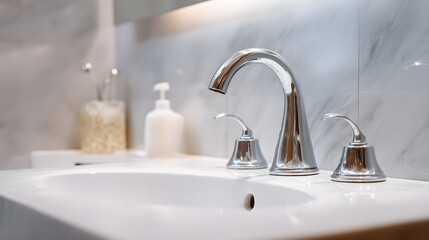 Fototapeta premium Modern Vintage Sink in Monochrome Bathroom