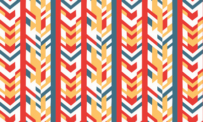 Tribal seamless pattern with vertical stripes and geometric chevrons,  Abstract ethnic vector background