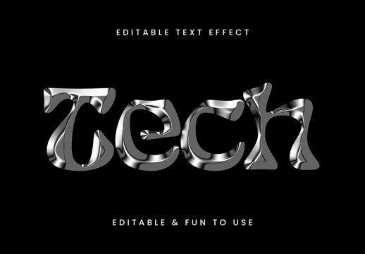 Black And Silver Y2K Font Chrome Futuristic Metallic Text Effect