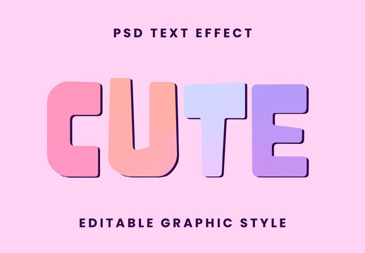 Pink And Purple Flat Cute Font Bold Cut Text Effect