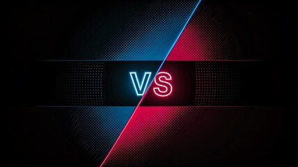 Neon style versus background with red and blue lighting effect
