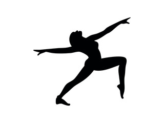 Dancer Woman Silhouette Female Dance Pose Isolated on white Background
