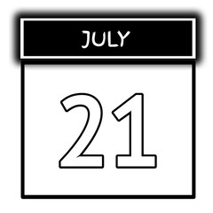 black color calendar frame July month date 21