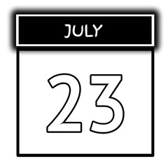 black color calendar frame July month date 23