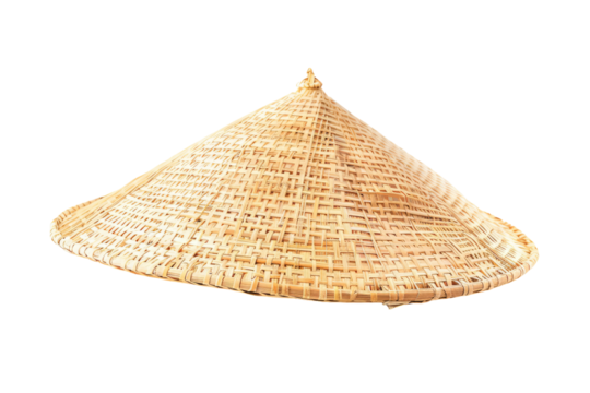 Light beige conical woven straw hat