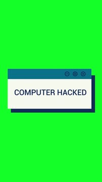 Computer Hacked On Green Screen. Vertical Animation