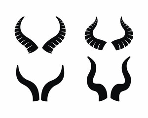 set of devil horns silhouette vector illustration