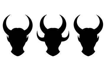 set of devil horns silhouette vector illustration