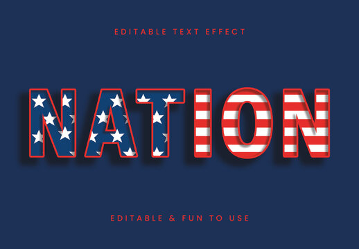 Blue And Red Flat USA Font Stars Stripes Bold Text Effect