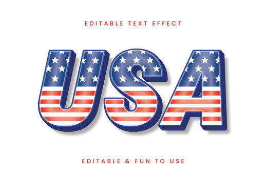 Blue And Red USA Font Stars Stripes 3D Text Effect