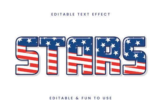 Blue And Red USA Font Stars Stripes Bold Text Effect