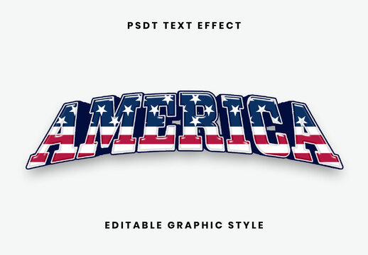 Red And Blue USA Font America Flag Arch Patriotic Text Effect