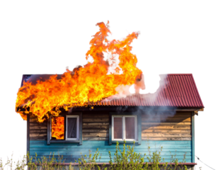 burning house on fire