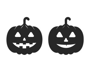 cute pumpkin smile icon silhouette vector illustration