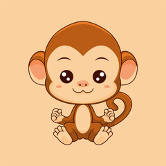 vector cute monkey illustration cartoon draw