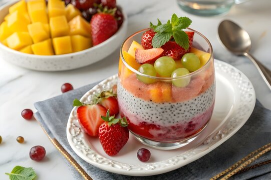 faloda dessert with fruits cocktail 