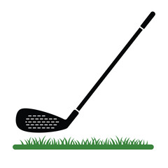 Golf club silhouette Vector Illustration on grass representing sports recreation and golfing activities