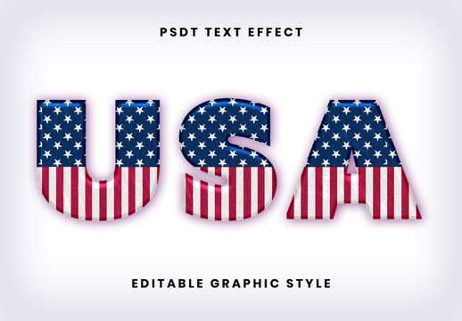Red And Blue USA Font Rounded Flag 3D Text Effect