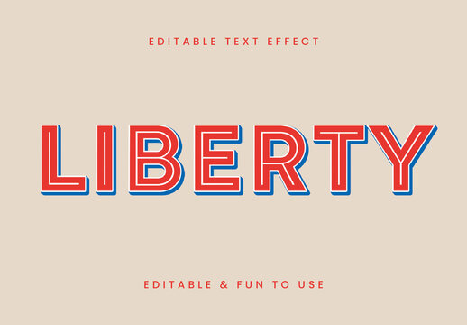 Red And Blue USA Font Outline Bold Texture Text Effect