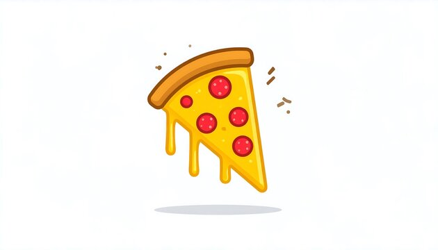 Cartoon pizza slice with melted cheese