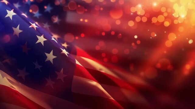 An abstract blurred background featuring the usa flag, providing a patriotic and national theme. The video includes copy space suitable for text placement and design customization.