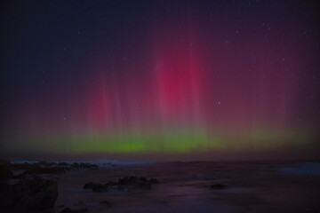 Aurora from Te Raekaihoe, south coast of Wellington, Aotearoa New Zealand