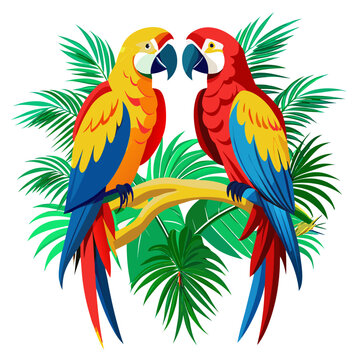 two parrots on a branch
