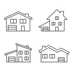House icon set, line art. Vector isolated illustration