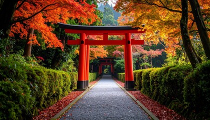 Obraz premium Autumn path, torii gates
