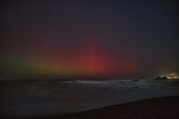 Aurora from Te Raekaihoe, south coast of Wellington, Aotearoa New Zealand
