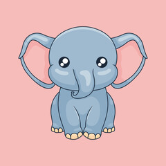 vector cute elephant illustration cartoon draw