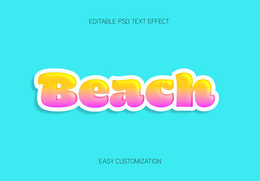 Fuchsia And Yellow Summer Font Beach 3D Bubble Text Effect