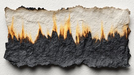 Burned paper fragment, showing varied charring