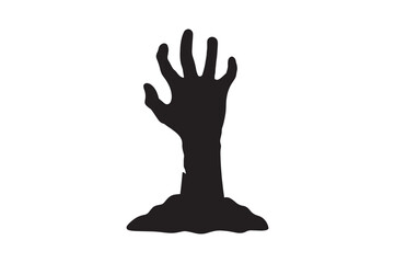 Zombie Hand Rising icon silhouette vector with white background