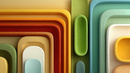 Rounded Pastel 3D Layers with Geometric Repetition