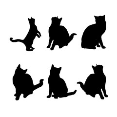 Flat design cat animal silhouette set